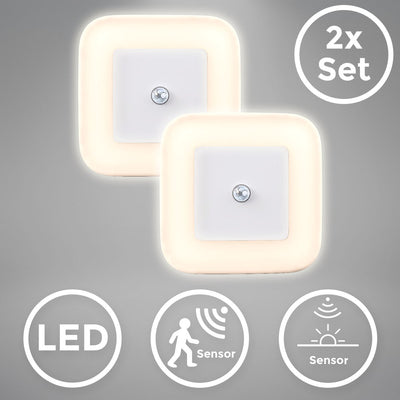 B.k.licht - LED-Steckerlampe - 2er-Set - Nachtlicht mit Bewegungssensor - mit Fassung - Weiß