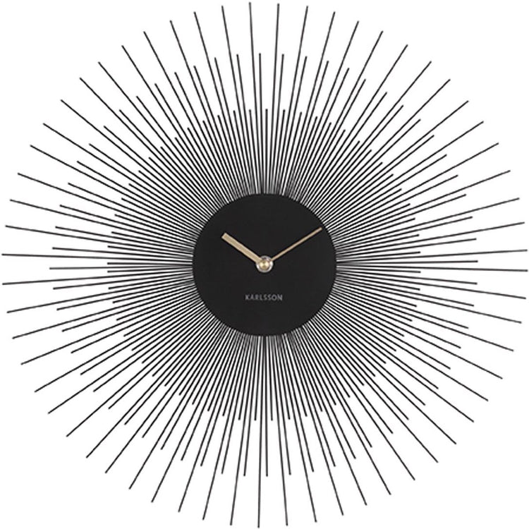 Karlsson Wanduhr Pfingstrose – schwarzer Stahl – ø45 cm – skandinavisch