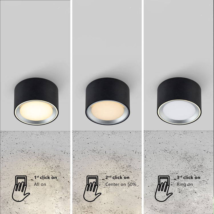Nordlux Fallon Aufbau-Downlight – 3-Stufen-Moodmaker™-Dimmung – schwarzer Stahl