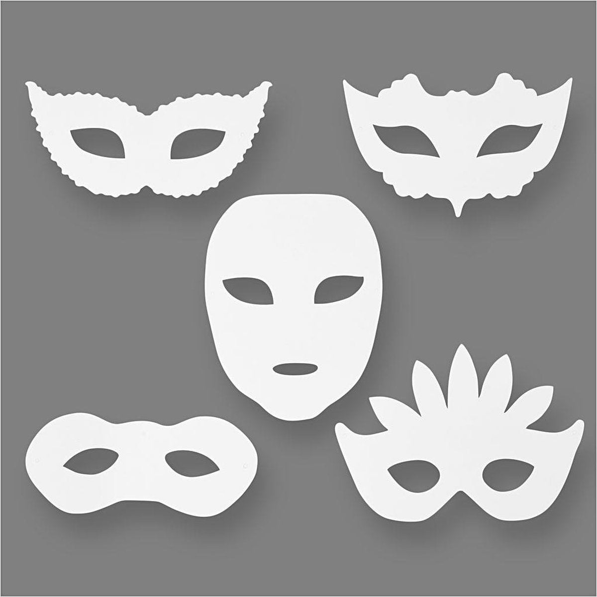 Creativ Company Theatre Masken, H: 8,5-19 cm, B: 15-20,5 cm, 230 g, weiß, 16 Stück 1 Box