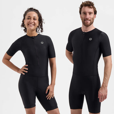 Rogelli Florida Trisuit mit kurzen Ärmeln – Triathlonanzug für Damen und Herren – atmungsaktiv, schnell trocknend – Schwarz – Größe 2XL