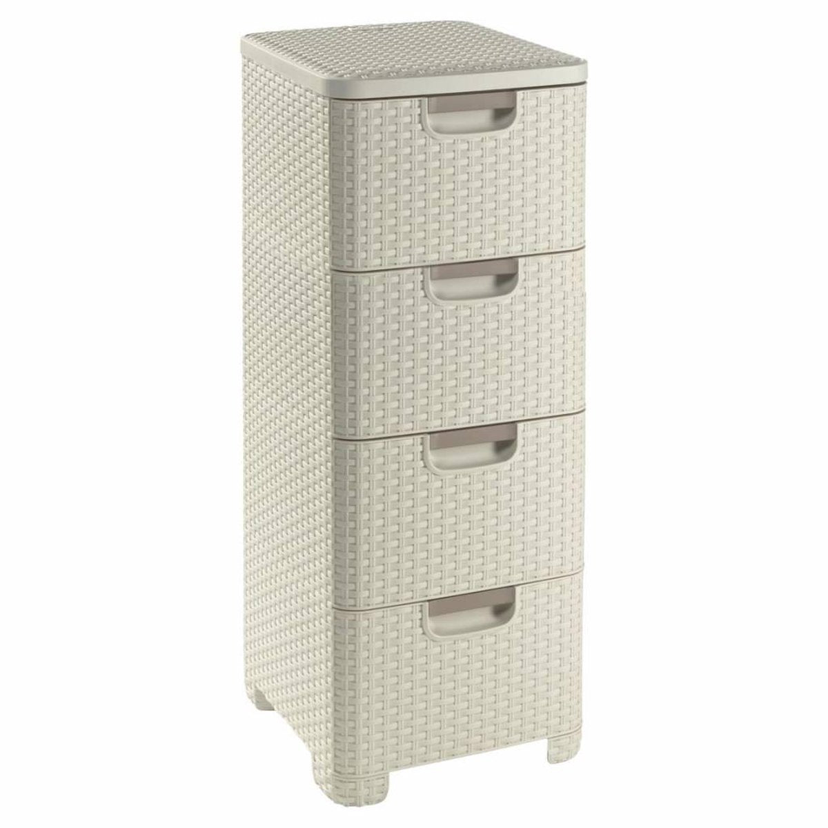 Schubladensystem im Curver-Stil – 4 x 14 l – Vintage-Weiß