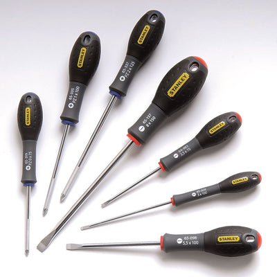 Stanley 7-teiliger Fatmax-Schraubendrehersatz parallel 3 x 100 mm. 3,5 x 75 mm Standard 5,5 x 100 mm. 8 x 150 mm Pozidriv Pz0 x 75 mm. pz1 x 100 mm pz2 x 125 mm - 0-65-425
