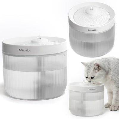 Peluvio Teichtrinkbrunnen für Katze und Hund 2,5 l – automatischer Trinkbrunnen mit Filter, Doppelfiltration mit Aktivkohle 60 Tage, USB, automatische Abschaltung, transparenter Behälter
