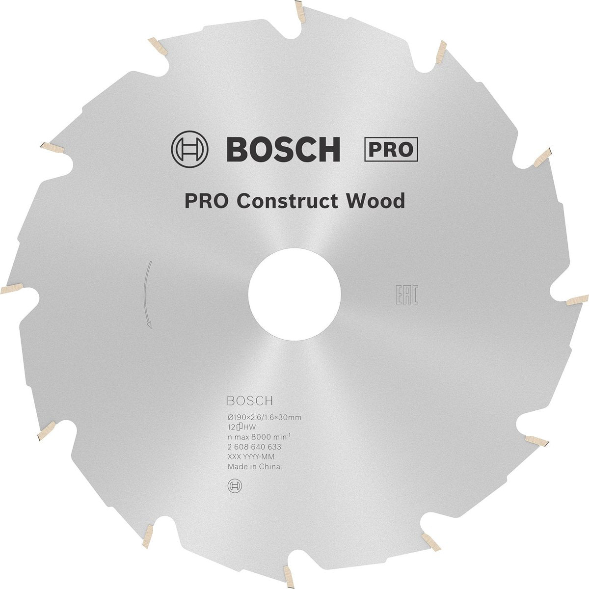 Bosch cirkzb constr. Holz 190x30x2,6 12t fwf