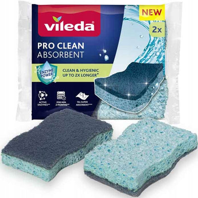Vileda Pro Clean Schwamm mit Enzymen – 2 pro Packung