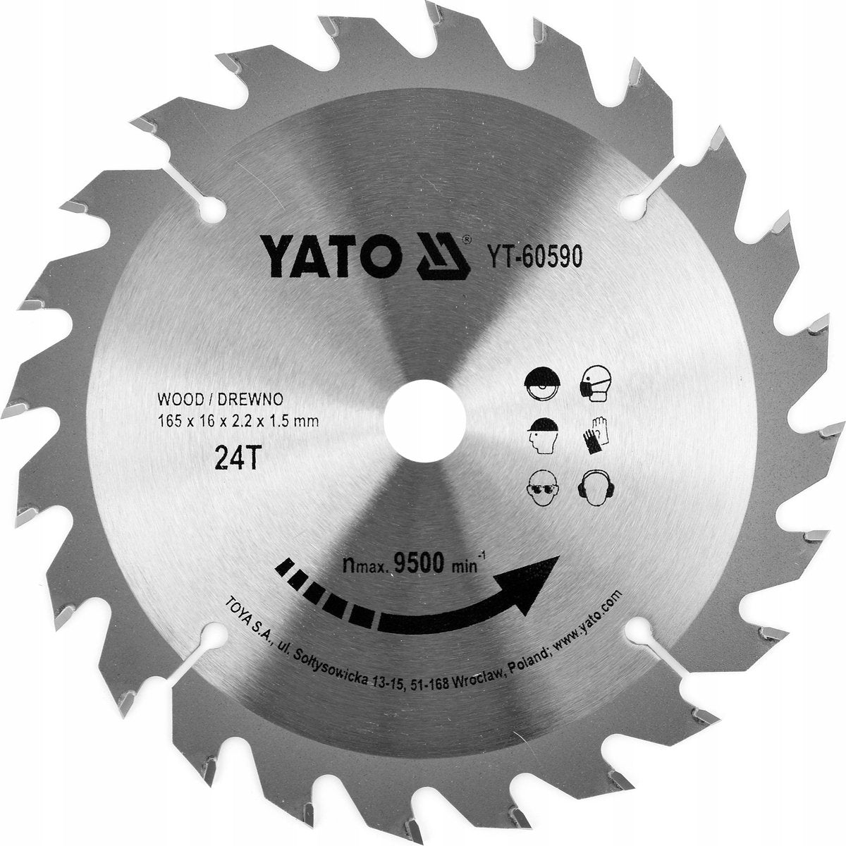 Yato Kreissägeblatt ø 165 mm - 24 Zähne - Innendurchmesser 16 mm