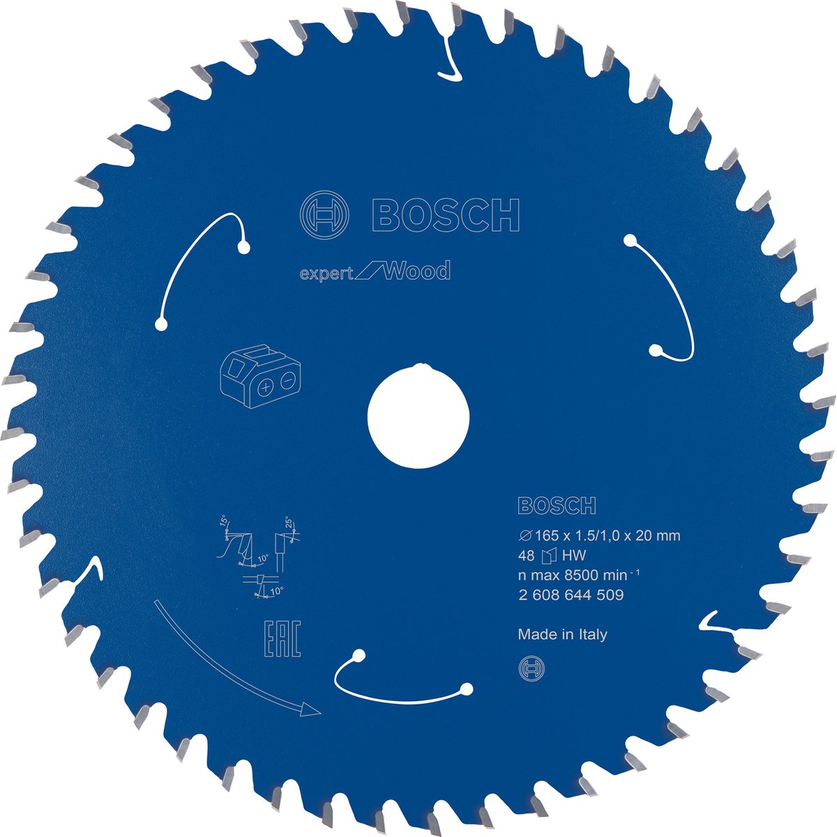 Bosch 2608644509 Kreissägeblatt Akku Expert – 165 x 20 x 48t – Holz – Hartmetall