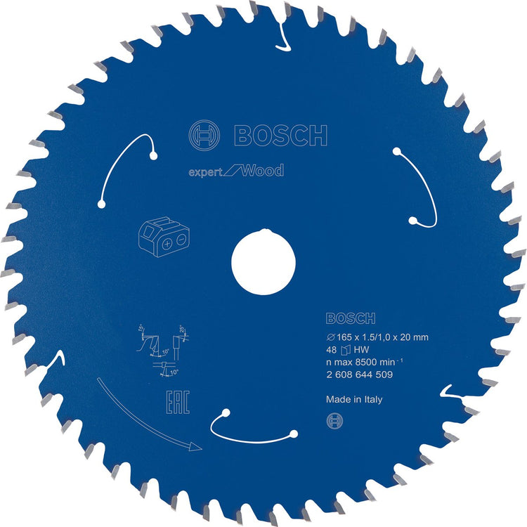 Bosch 2608644509 Kreissägeblatt Akku Expert – 165 x 20 x 48t – Holz – Hartmetall