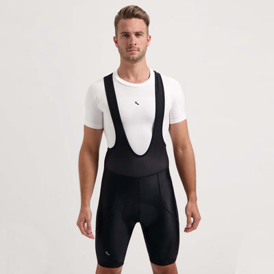 Rogelli Core kurze Radhose Herren mit Sitzpolster und Hosenträgern – Trägerhose – Schwarz – Größe XL