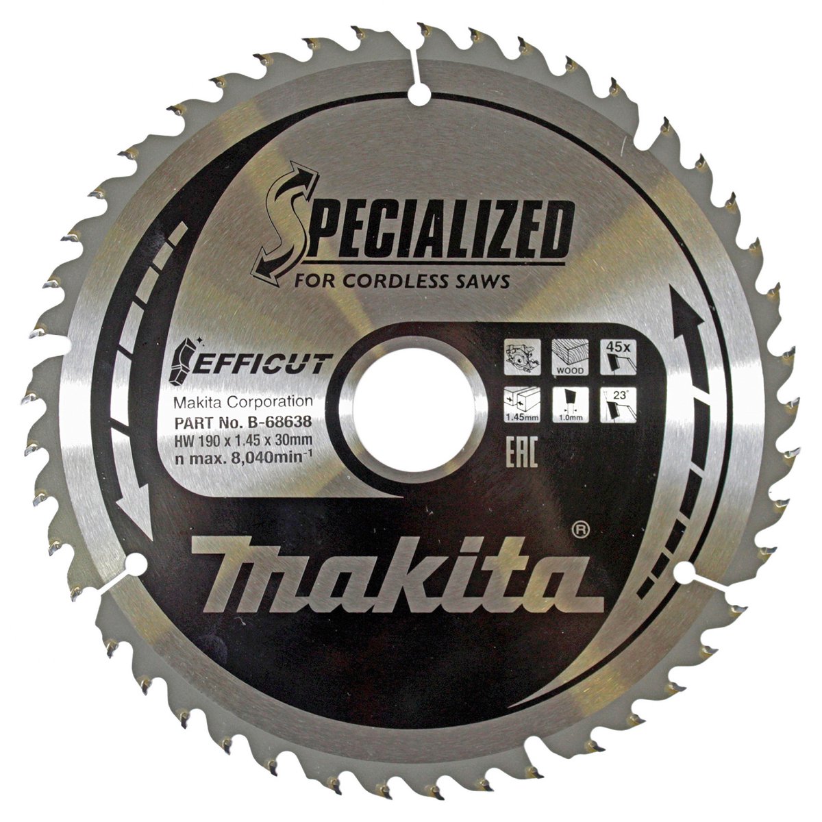 Makita Zubehör Kreissägeblatt Holz | Wirkung 190x30x1,45 45t 23g - b-68638 - b-68638