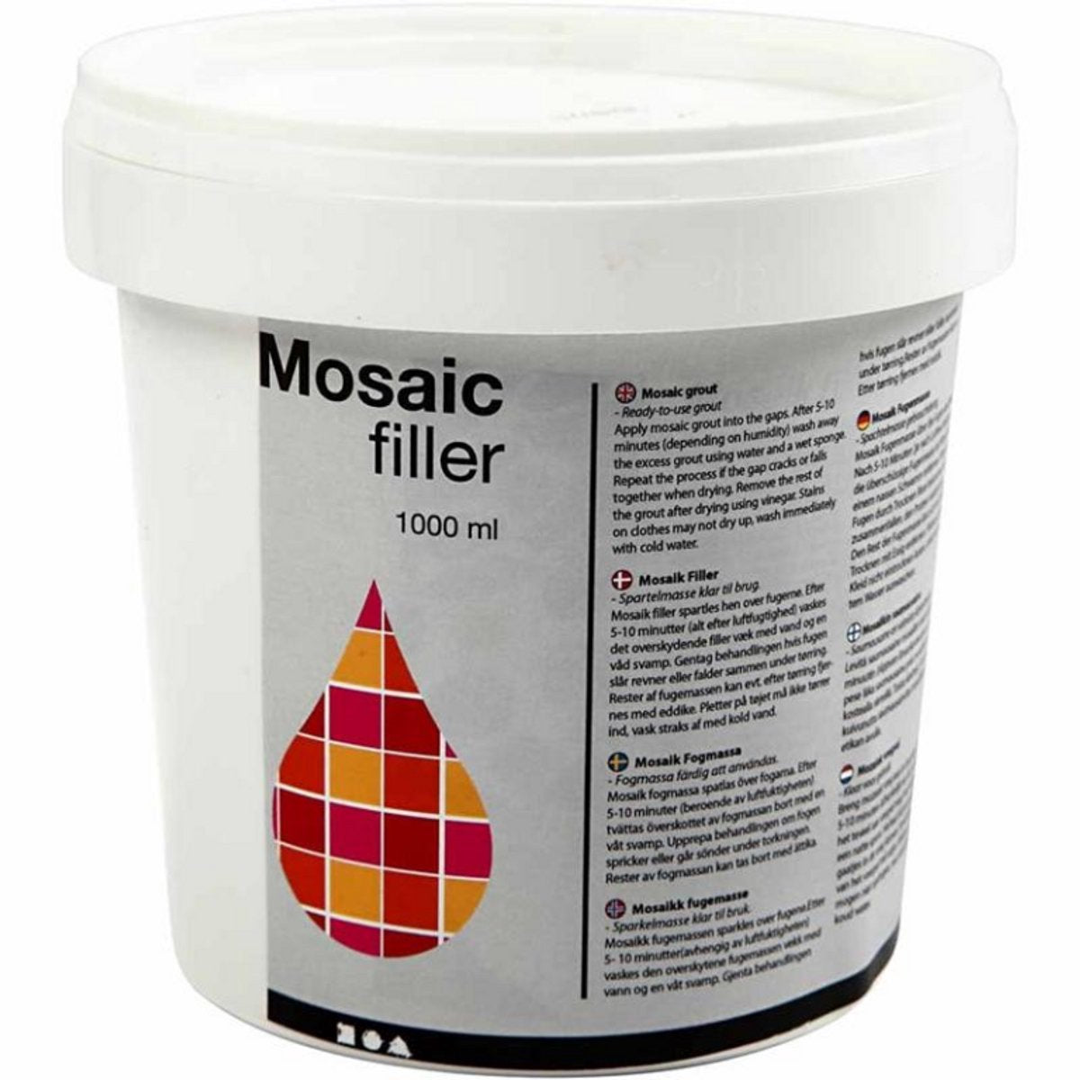 Creativ Company Mosaikfugenmörtel, weiß, 1000 ml 1 Eimer