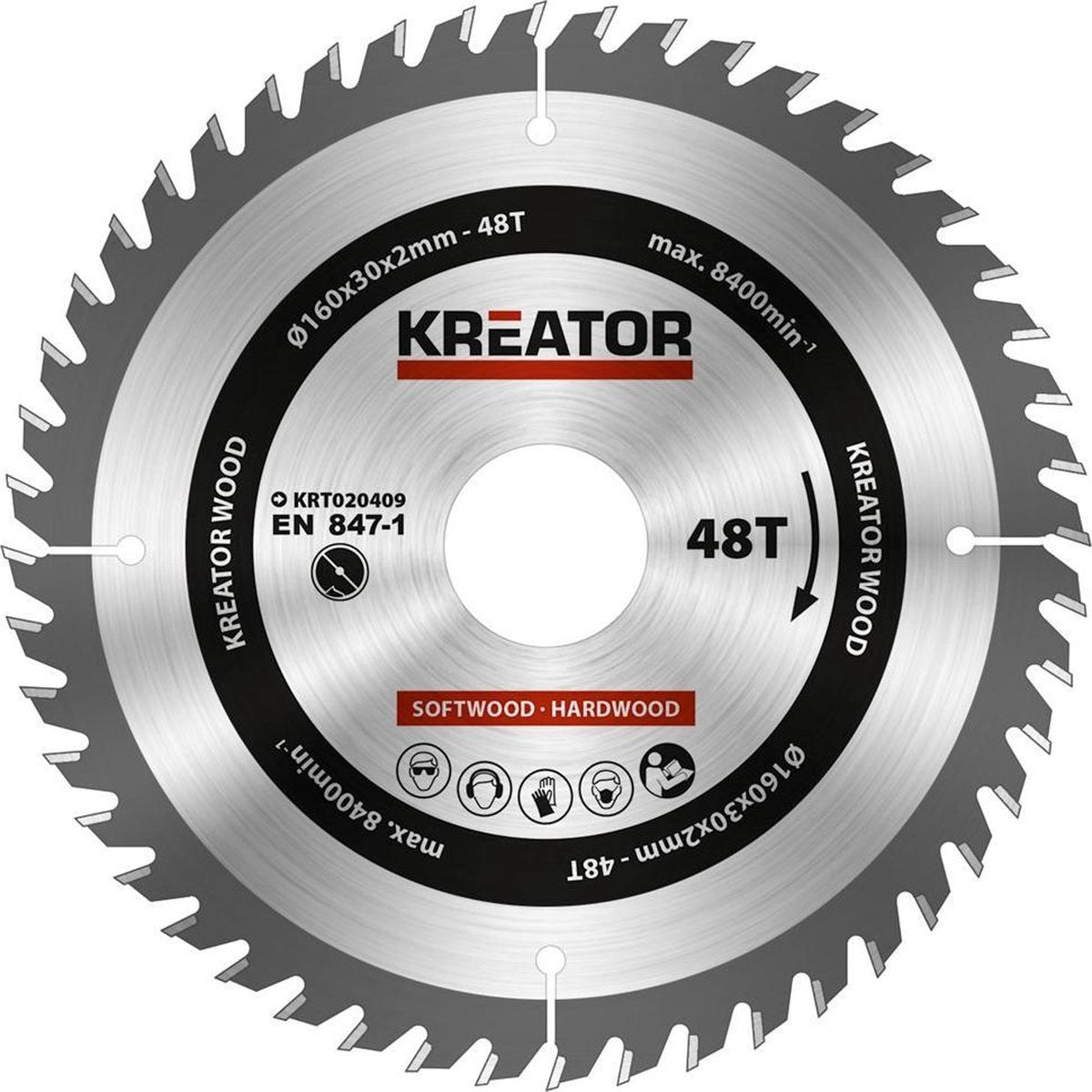 Kreator krt020409 Sägeblatt Holz 160 mm – 48t