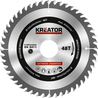 Kreator krt020409 Sägeblatt Holz 160 mm – 48t