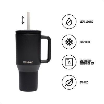 Kambukka Rio – Trinkbecher 950 ml – Night Rider-Wasserflasche mit Teleskop-Strohhalm – auslaufsicher – BPA-frei