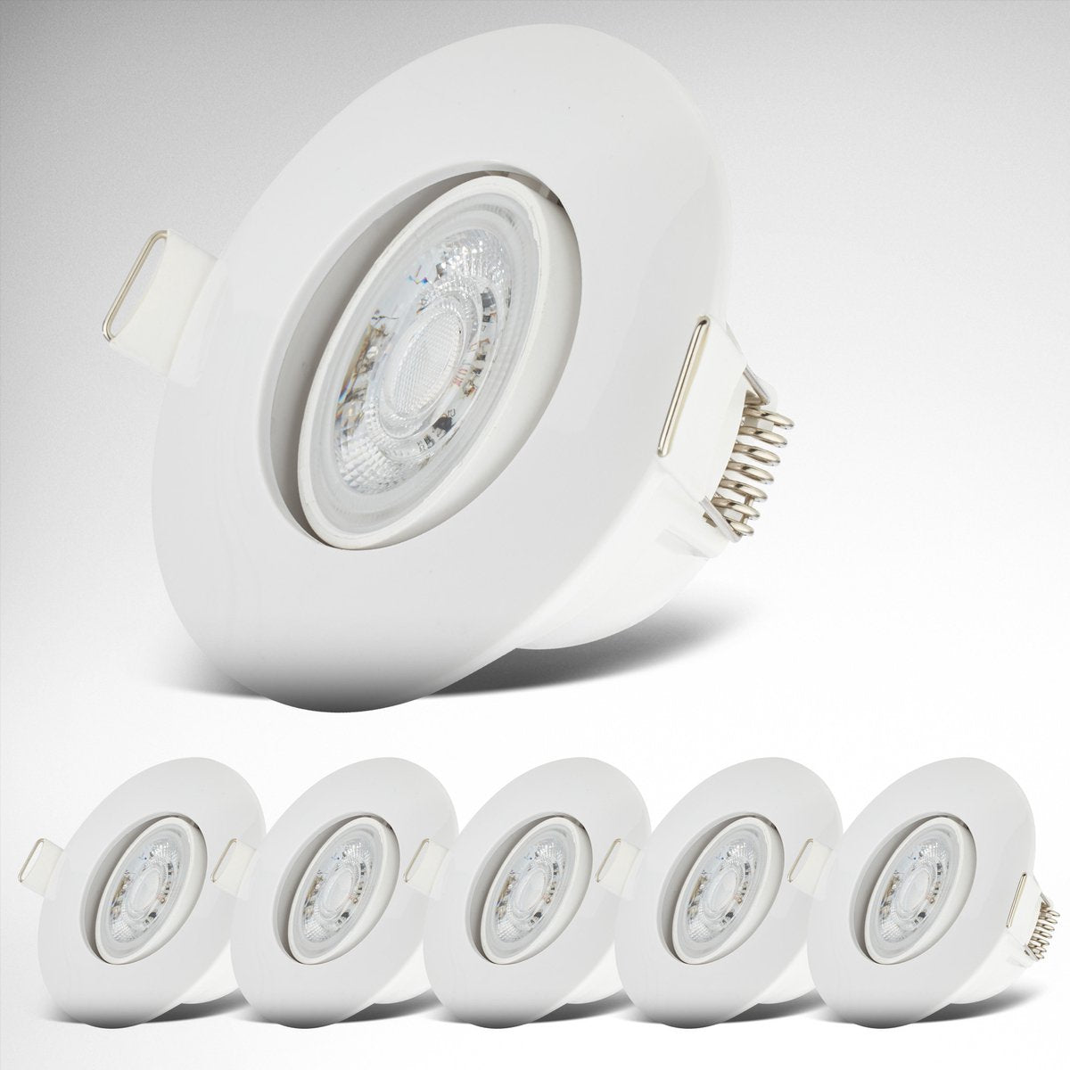 B.K.licht - LED Badezimmer-Einbaustrahler - Weiß - 6er-Set - Badezimmerbeleuchtung - IP65 - schwenkbar - 9 x 4,2 cm (TxH)