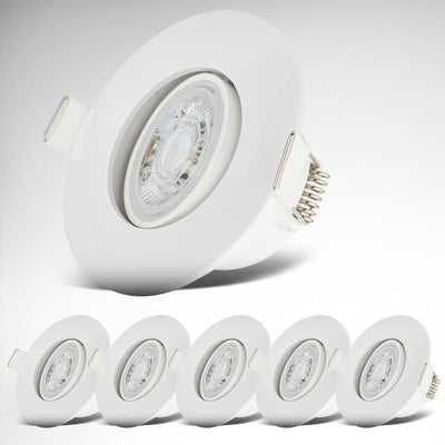 B.K.licht - LED Badezimmer-Einbaustrahler - Weiß - 6er-Set - Badezimmerbeleuchtung - IP65 - schwenkbar - 9 x 4,2 cm (TxH)