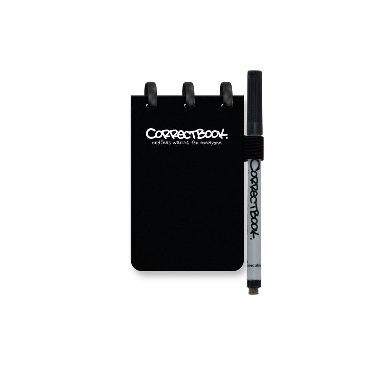 Correctbook a7 löschbares Notizbuch – wiederverwendbares Notizbuch – Tinte schwarz schwarz – leer – inklusive Stiftwischtuch – Taschenformat