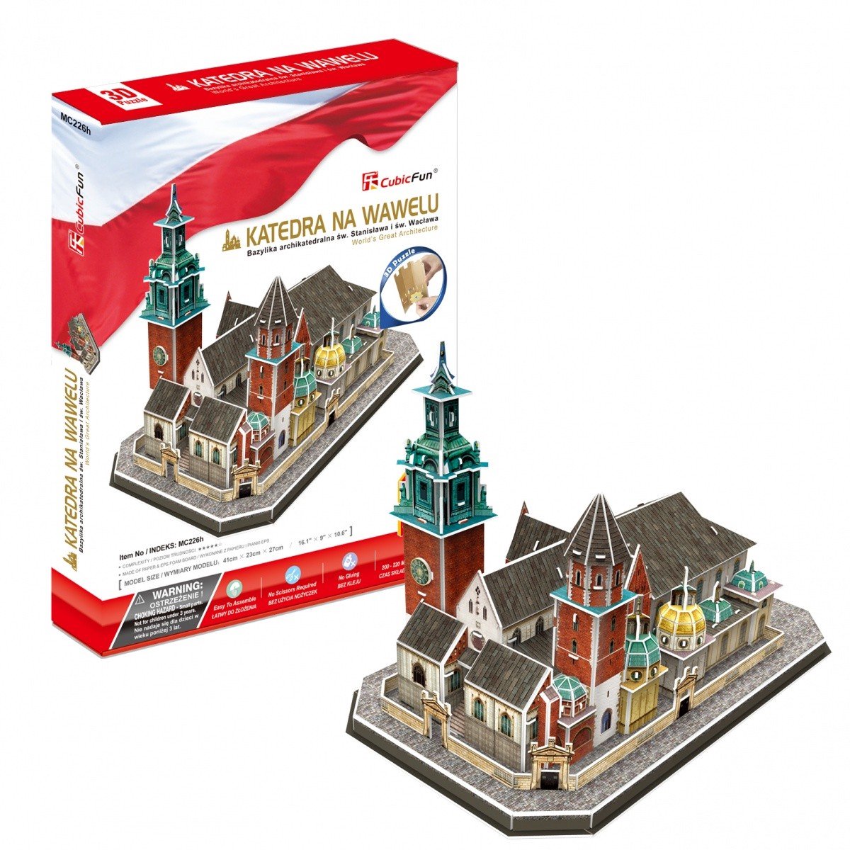 Kubisches lustiges 3D-Puzzle Wawel-Kathedrale, 101 Teile, Lernspielzeug.