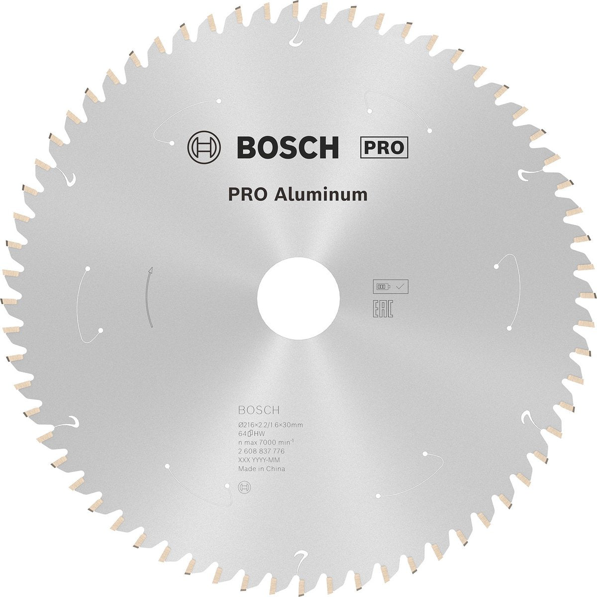 Bosch Profi-Hartmetall-Kreissägeblatt 216 x 30 x 2,2 mm (64 Zähne) – Aluminium