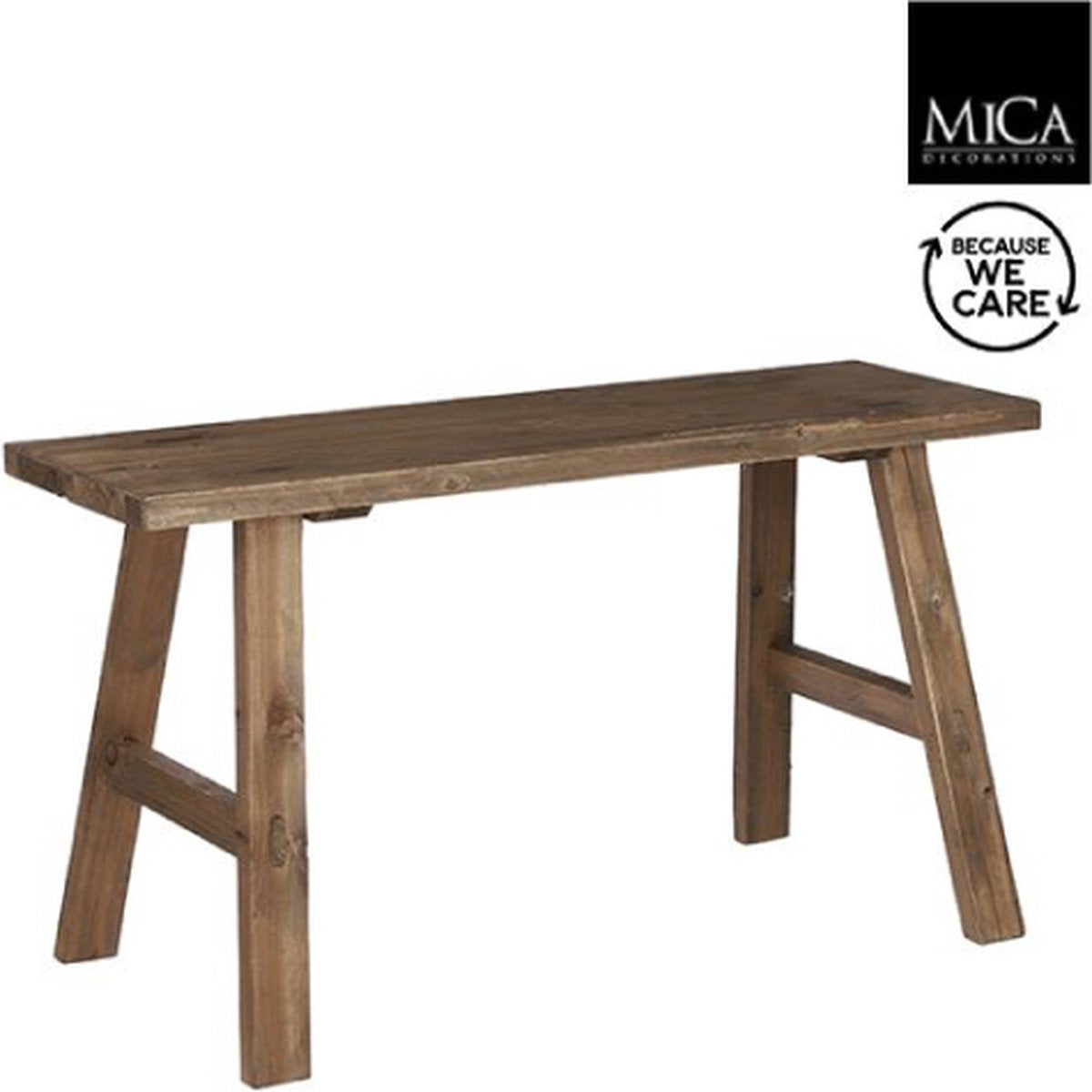 Mica Dekorationen Bold Holzbank – L80 x B37 x H44 cm – recyceltes Holz – Braun
