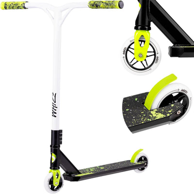 Lionelo Whiz – Freestyle-Scooter für Kinder und Jugendliche – 110 mm PU-High-Rebound-Räder mit Aluminiumkern – ABEC-9-Lager – 360° Y-Bar-Lenker – HIC-Kompressionssystem – rutschfestes Aluminiumdeck – Tragfähigkeit bis 100 kg – Stunt-Scooter für Kinder
