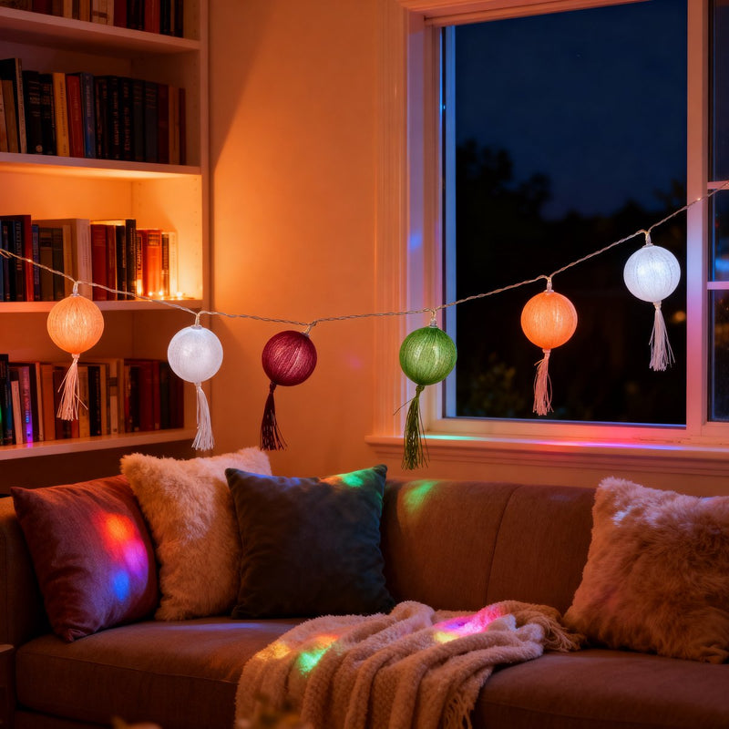 Arti casa Lichterketten-Laterne – Lichterkette 10 LED warmweiß – Lichterkette mit Batterien 2x AA – Lichterkette für den Innenbereich – dekorative Beleuchtung