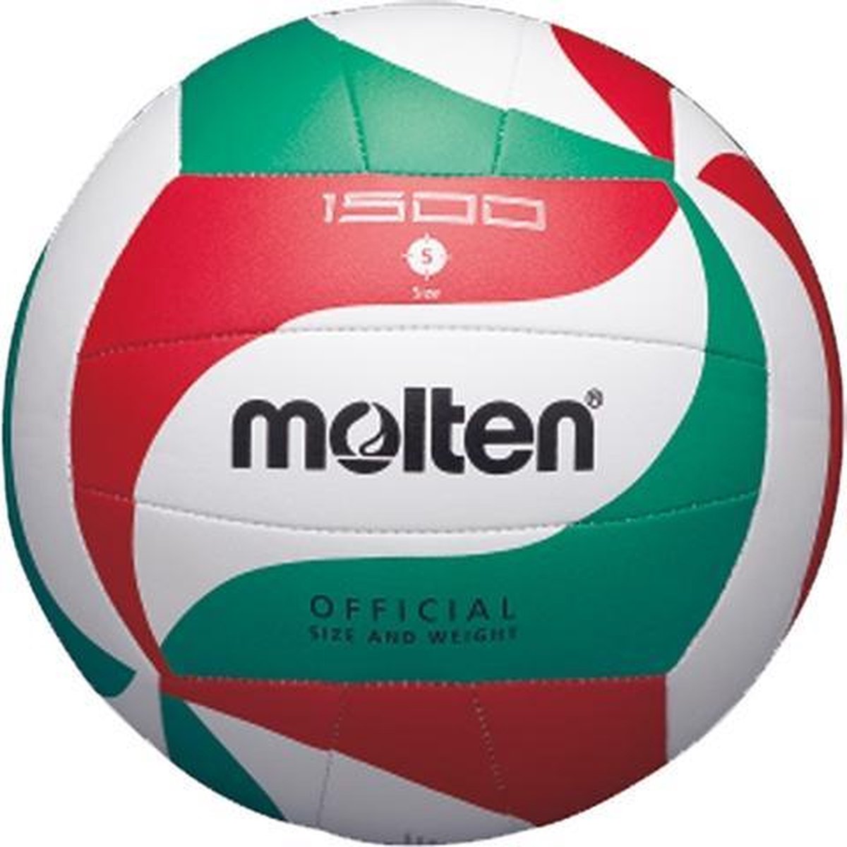 Geschmolzener Volleyball v5m1500 – Größe 5 – weiß grün rot – 270gr