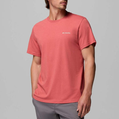 Columbia csc™ Outdoor Back Graphic Tee Herren-Outdoor-Shirt – verwaschenes Rot, leuchtende Landschaft