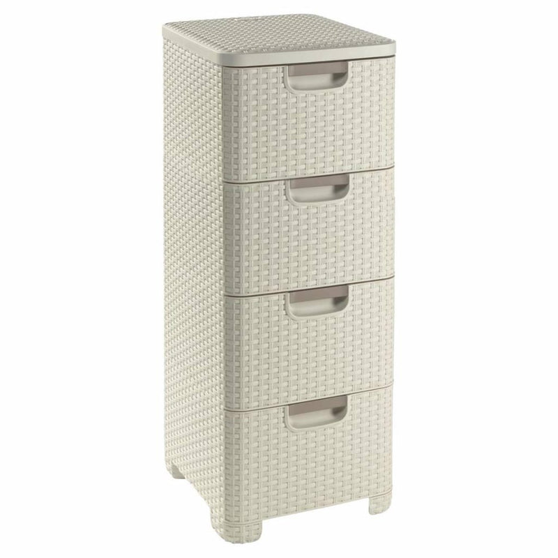 Schubladensystem im Curver-Stil – 4 x 14 l – Vintage-Weiß