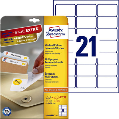 Wiederklebende Etiketten Avery Zweckform L6023-25 weiß