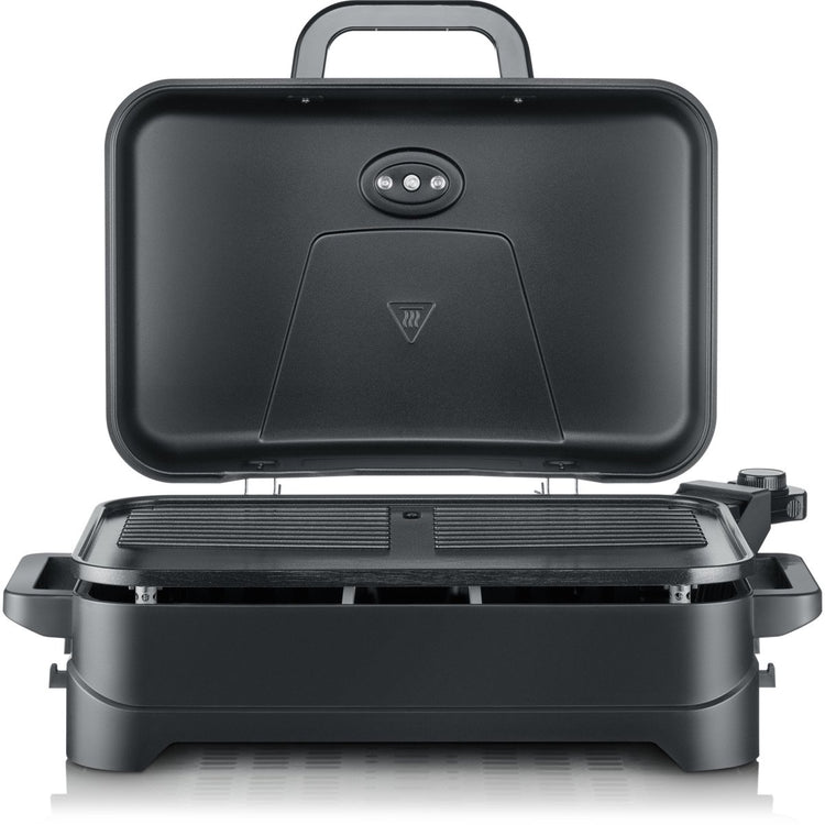 Severin pg 8597 Elektro-BBQ-Grill mit Deckel – 2300 W – Keramikbeschichtung – 45 x 30 cm – Schwarz