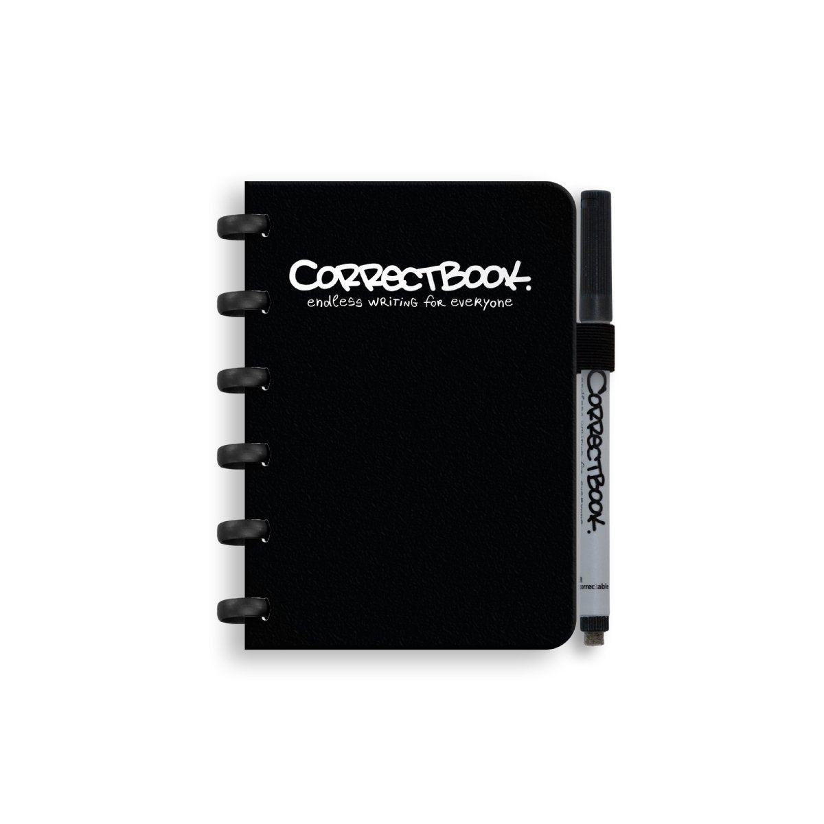 Correctbook a6 löschbares Notizbuch – wiederverwendbares Notizbuch – Tinte schwarz schwarz – blanko – inklusive Stiftwischtuch – kann mit zusätzlichen Seiten ergänzt werden