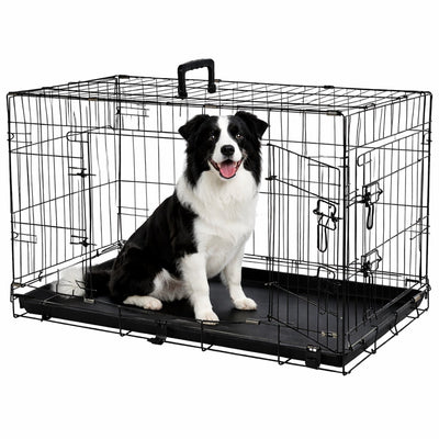 Flamingo Hundebox L – faltbare Hundebox Auto – Hundebox Drahtkäfig Mezo schwarz – 92x56x64 cm – stabil, praktisch