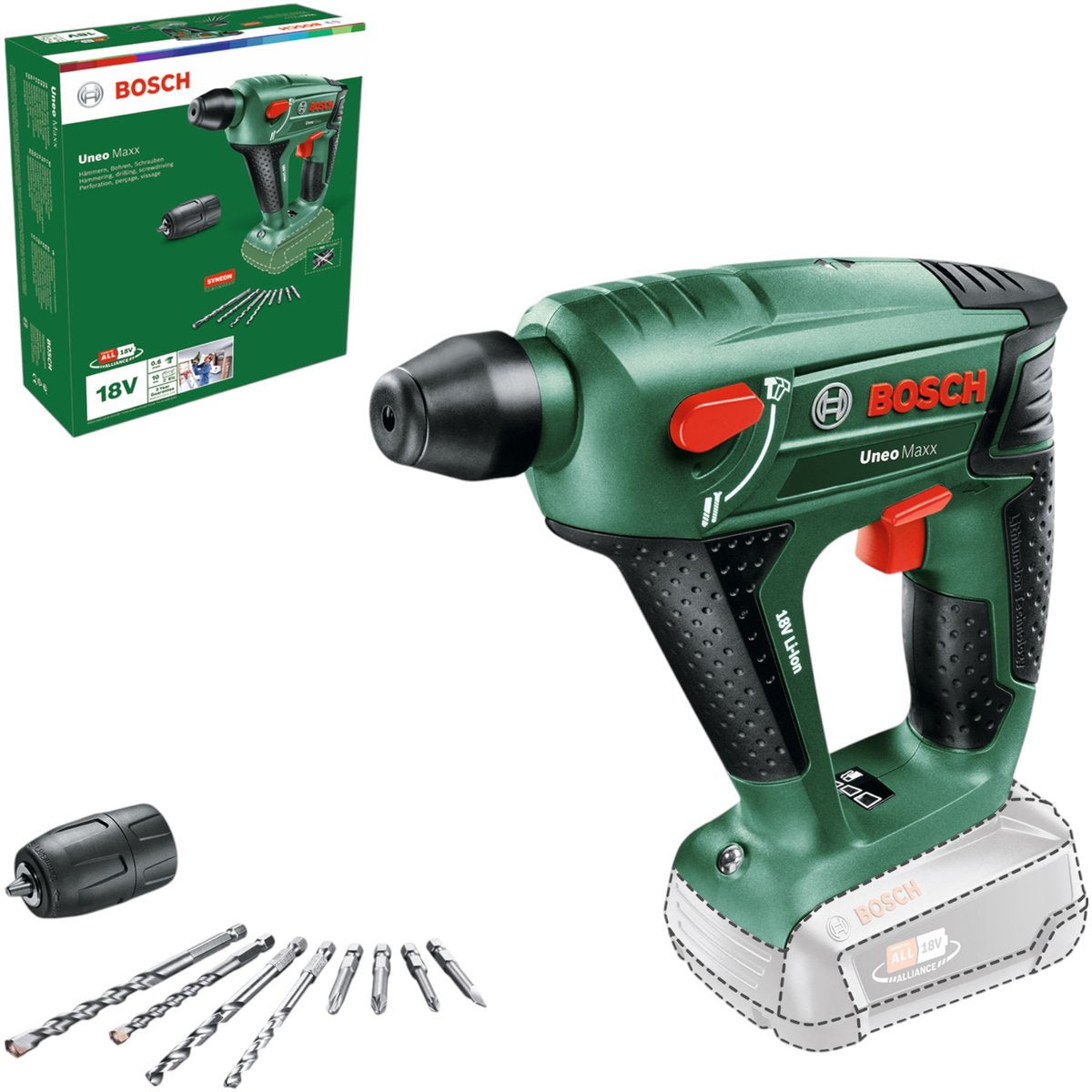 Bosch Uneo Maxx Akku-Bohrhammer – ohne 18-V-Akku und Ladegerät