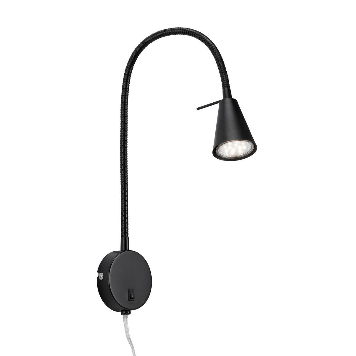 Briloner tusa - LED-Wandleuchte - schwenkbare Schreibtischleuchte - Nachttischleuchte mit warmweißem Licht - 4,7 W - Schwarz - ø8 x 45 cm