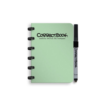 Correctbook A6 löschbares Notizbuch – Misty Mint – blanko – wiederverwendbares Notizbuch – inklusive Stiftwischtuch – kann mit zusätzlichen Seiten ergänzt werden