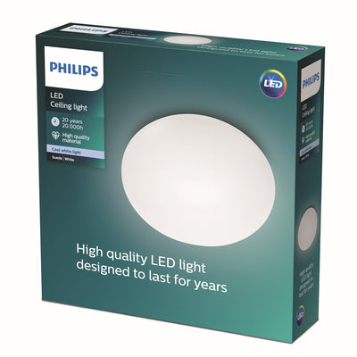 Philips LED Deckenleuchte aus Wildleder von Philips – kaltweißes Licht – 28 cm