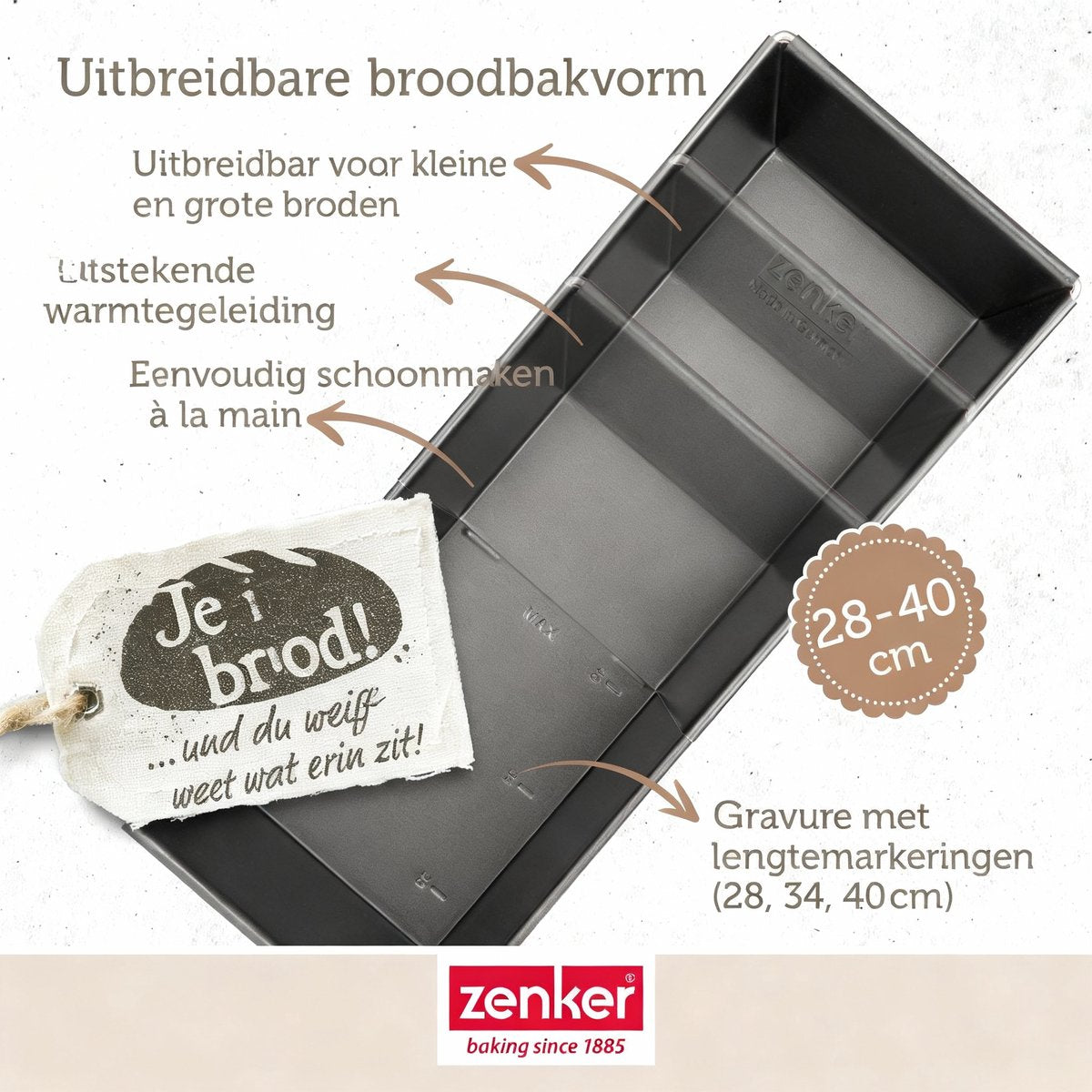 Zenker ausziehbare Kuchenform 28 bis 40 cm schwarz metallic