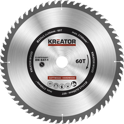Kreator krt020437 Sägeblatt Holz ø235mm 60t