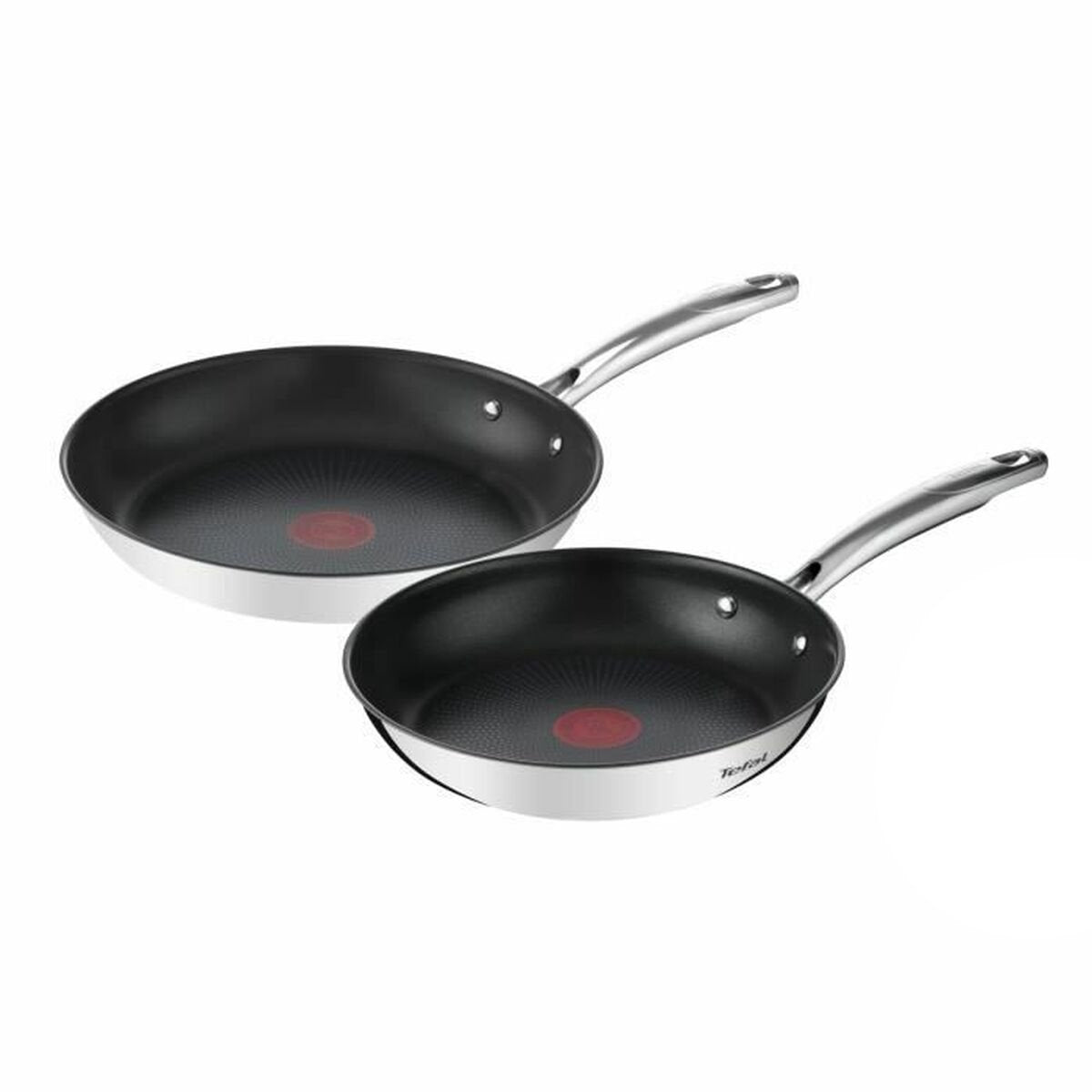 Tefal Duetto Bratpfannen – 2er-Set – 24 x 28 cm – Induktion, Außenbeschichtung aus Edelstahl – Antihaftbeschichtung