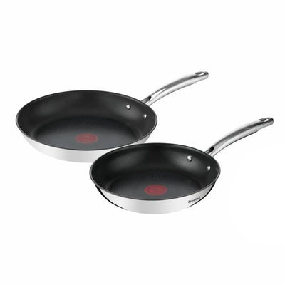Tefal Duetto Bratpfannen – 2er-Set – 24 x 28 cm – Induktion, Außenbeschichtung aus Edelstahl – Antihaftbeschichtung