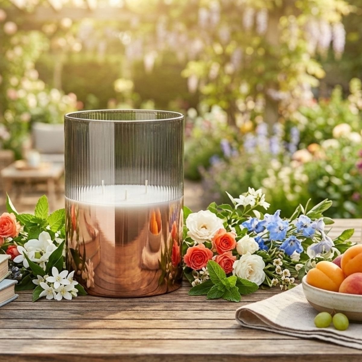 Arti casa LED-Kerze mit beweglichem Docht – 3 Dochte – Timer 6 Stunden – ø15 x 20 cm – Grau