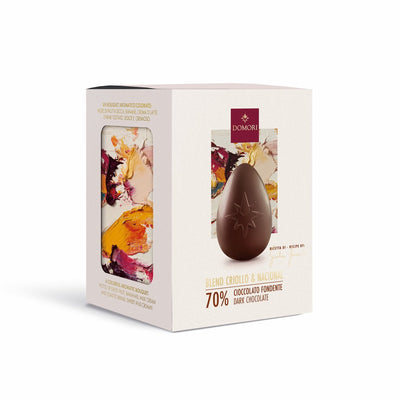 Domori - Gianluca Franzoni Luxus-Osterei aus dunkler Schokolade 70 % Kakao – Ei aus dunkler Schokolade von Ecuador Criollo – Premium-Schokoladengeschenk mit Überraschung – 70 g