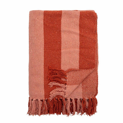 Bloomingville – Frello-Plaid Orangerot – 130 x 160 cm – recycelte Baumwolle