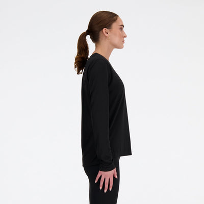 New Balance Sport Essential Langarm-Sportpullover für Damen – Schwarz