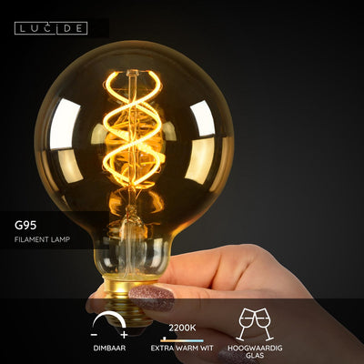 Lucide g95 - Glühlampe - ø 9,5 cm - LED dimmbar - E27 - 1x4,9W 2200K - Bernstein