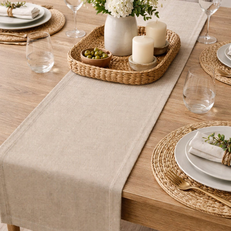 Arti casa Tischläufer 35x150 cm – Tischläufer beige uni – Tischläufer für Esstisch – längliche Tischdekoration – beige