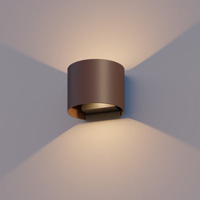 Calex LED-Wandleuchte Verona – oval – LED up down – verstellbarer Abstrahlwinkel – 7 W – Gartenbeleuchtung – modernes Design – warmweißes Licht – für drinnen und draußen – Rostfarbe