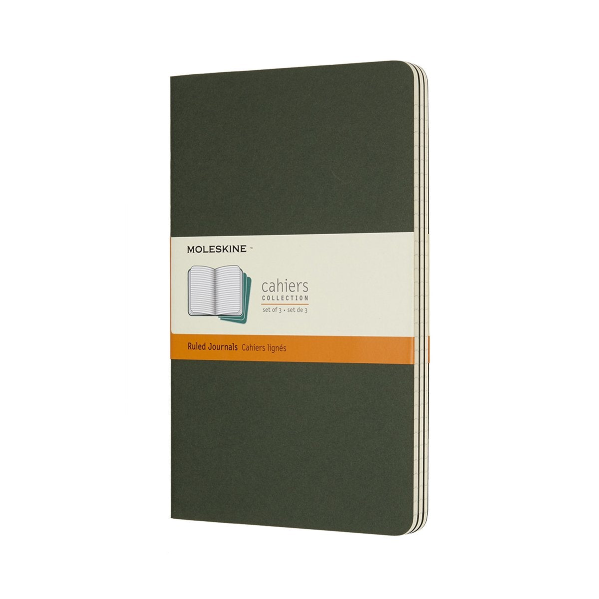 Moleskine Cahier-Tagebücher – groß – liniert – grün – 3er-Set